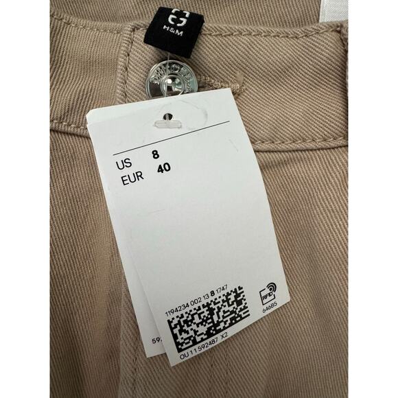 New H&M Khaki Denim High Waist Straight Leg Jeans - Picture 6 of 7